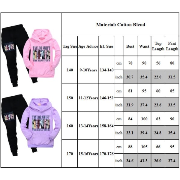 Taylor Swift Pullover Hoodie Sweatshirt Jogger Byxset Barn Tracksuit Outfit Present Pink 140cm