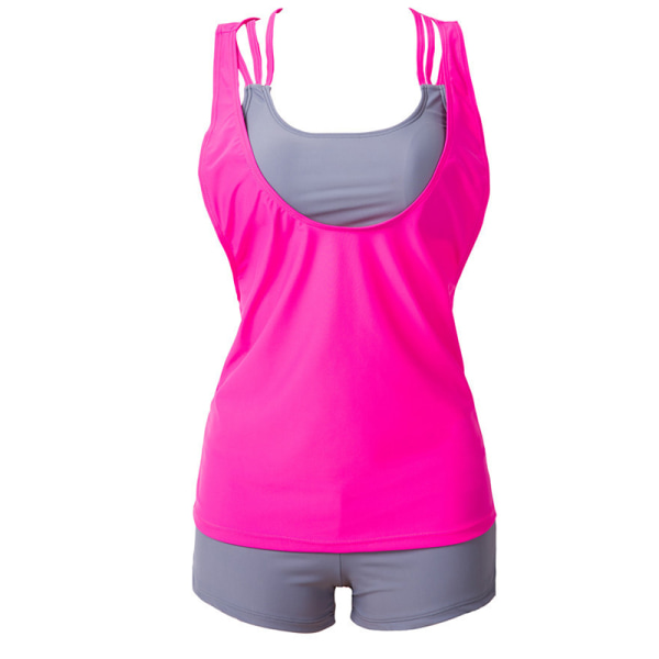 Dam Bikini Tankini Set Sporty Baddräkt Badkläder Pink Grey S