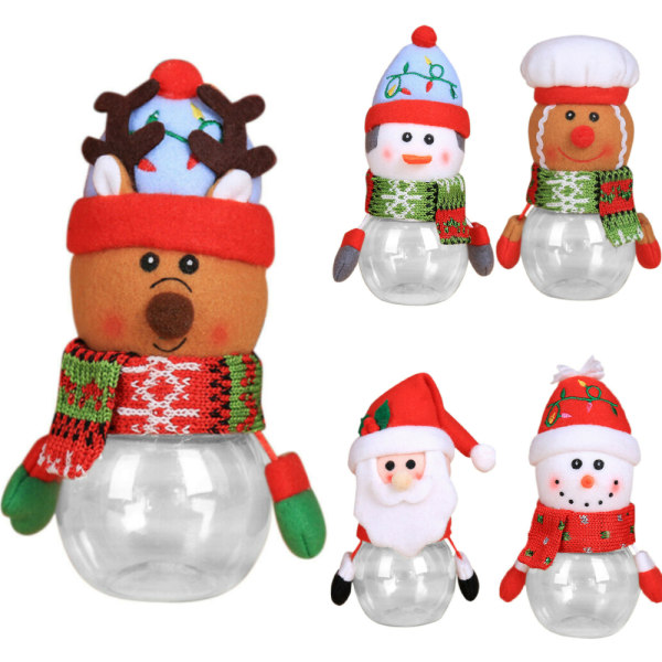 5 st julgodisburkar förvaringsflaska tomtesäck för barn Snowman 5PCS