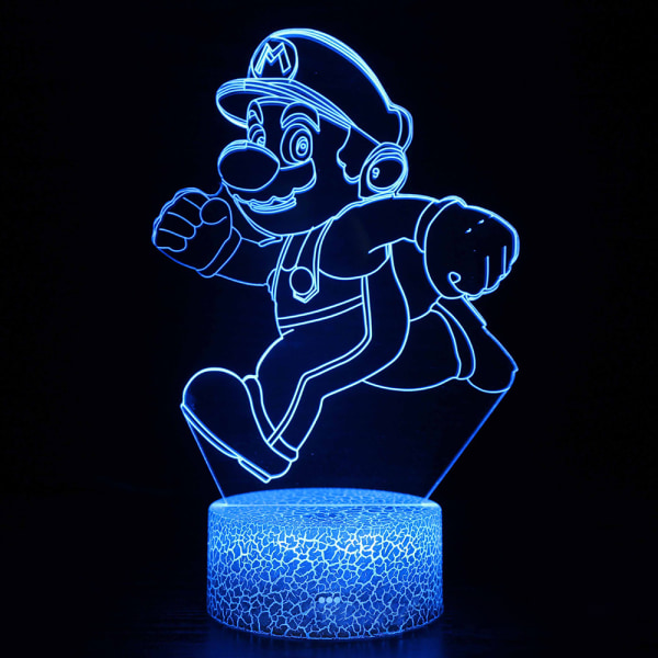 Mario 3D-lampa LED nattlampa med touchkontroll Lamppresenter D