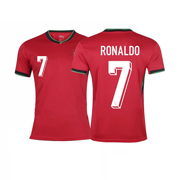 2024 Portugal Hemma Fotbollströjor, Tryckt #7 RONALDO Fotbollströja, Sport Träning Kortärmad Fotbollstopp för Vuxna Fotbollströja XS