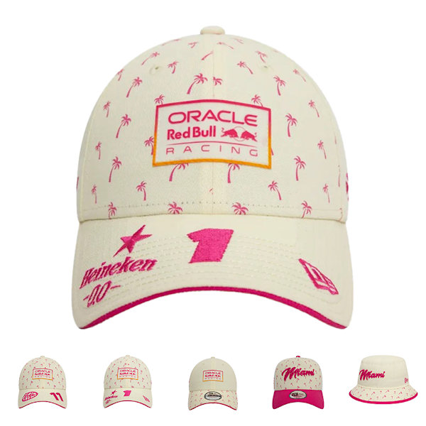 2024 Red Bull Racing Miami Special Max Verstappen Cap Outdoor Sports Baseball Cap Hat (Off White) A