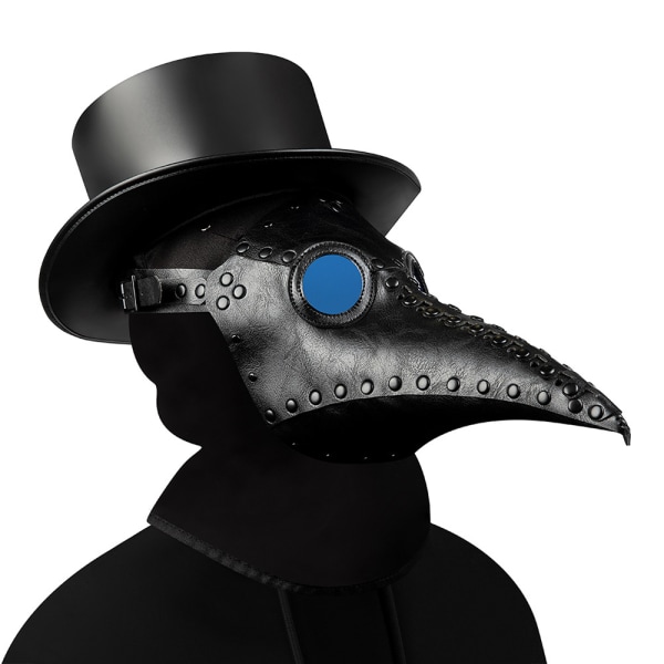 Plague Doctor Mask Halloween Kostym Fågel Lång Näbb Rekvisita Black