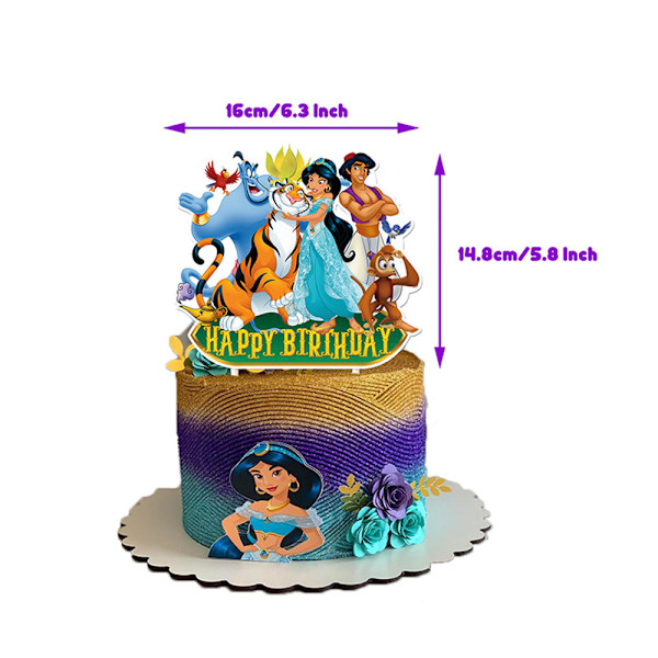 Jasmine Aladdin Hemfödelsedag Dekorationer Banner Ballonger Tårta Topper Tillbehör