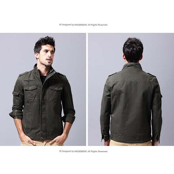 Herrar Vårför & Höstmode Pilotjacka Ungdom Utomhus Stor Storlek Jacka För Kvinnor Army Green L