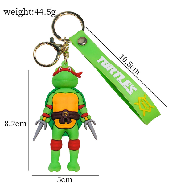 Ninja Turtles Nyckelring 3D Figur för Barnpresent - Söt Plånbok, Ryggsäck, Väska och Bilhänge Dekoration Orange