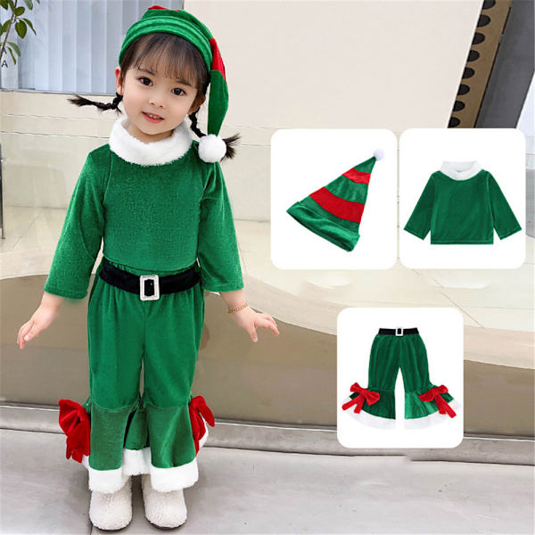 Børne Julemandstøj Baby Jul 3-delt Sæt Green 140CM