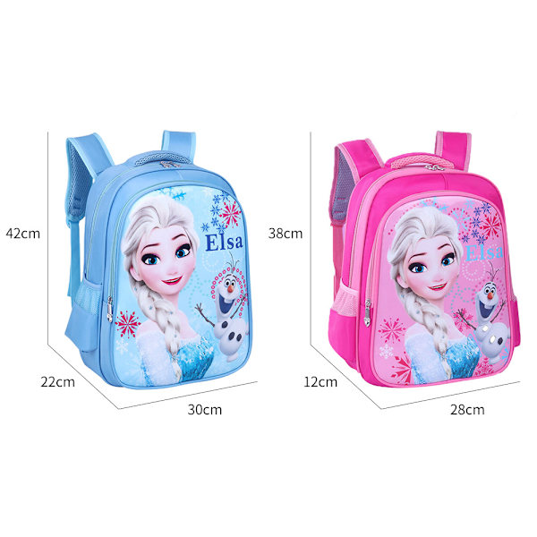 Fryst Elsa Ryggsäck för Flickor Söt Skolväska pink