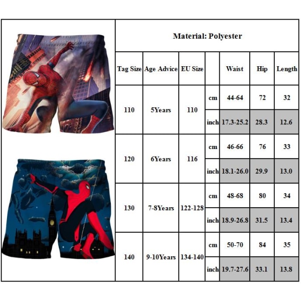 Pojkar Spiderman badshorts Poolkläder sommar för barn 5 -10 år B 110cm