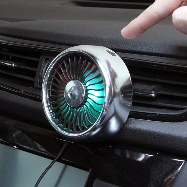 Bilfläkt USB fläkt med nattljus för fordonsluftcirkulation Silver