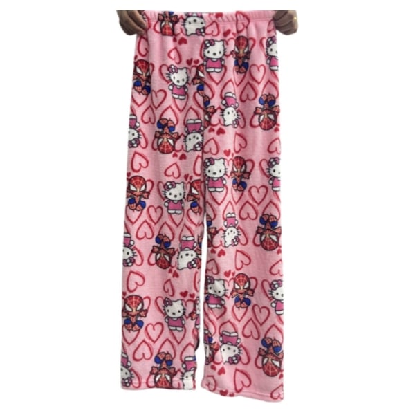 Flickor Cartoon Cat Pyjamas Byxor Dam Pyjamas Byxor Flickor Inomhus Byxor Söta Katt Flanell Bekväma Sömn Byxor D M