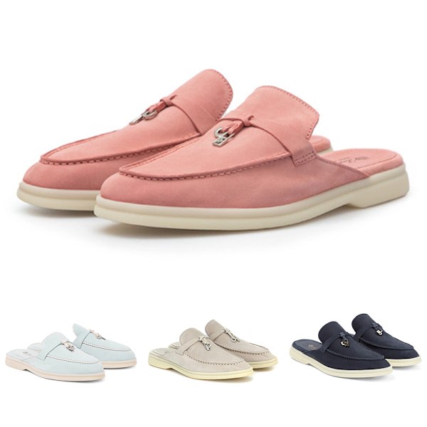 LORO PIANA Charms Walk Utsmyckade Mockamules Tofflor Apricot 42