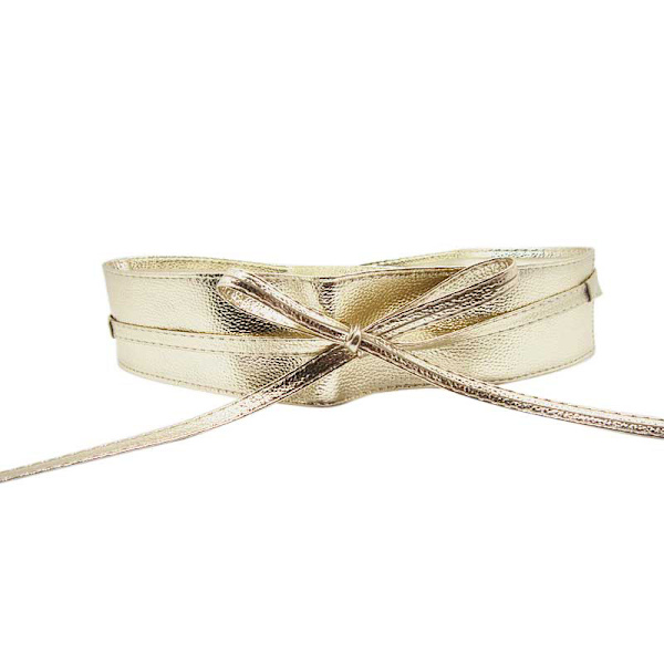 Snörning Bred Wrap Midjebälte Elastiskt Stretch Klänning Midjeband gold
