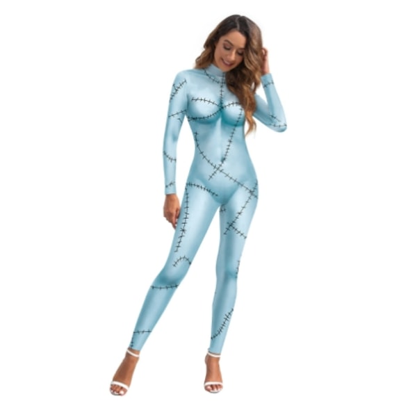 Kvinnors Halloween Jul Sally Kostym Bodysuit Outfit A XL