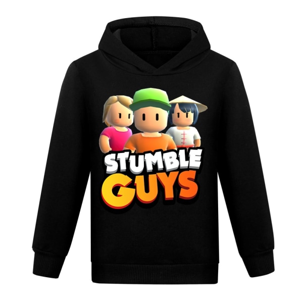 Barn Pojkar 3D Stumble Guys Hoodie Tröja Långärmad Jacka black 130cm