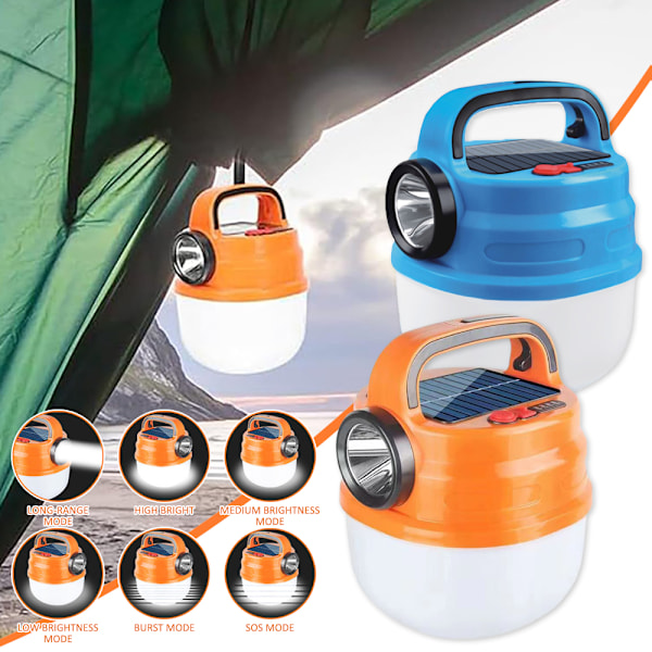 Aurinko LED Lyhty Taskulamppu USB Ladattava Ulkoilu Retkeily Telttavalot Orange