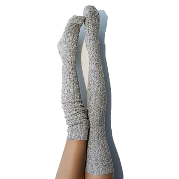 Enfärgade strumpor för kvinnor för vintern Light Gray