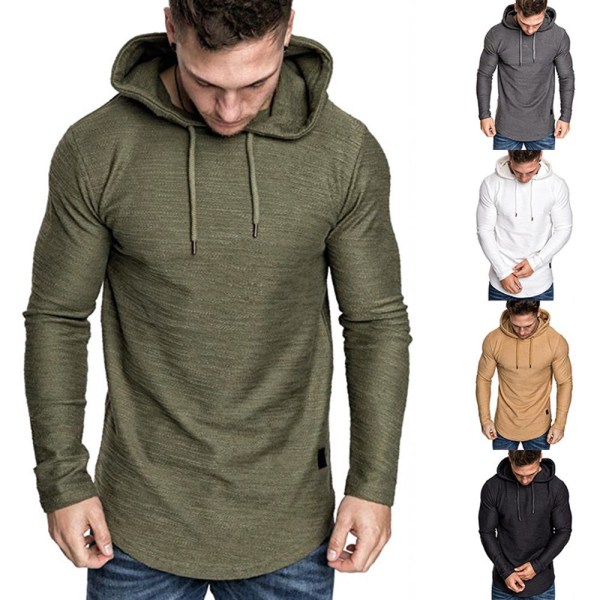Långärmad t-shirt för män med luvtopp i oregelbunden läder Deep gray XL