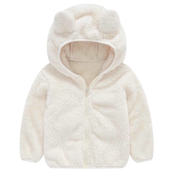 Barn Baby Pojkar Flickor Fleece Teddy Bear Coat Huvtröja Vinter Varm Huva Zip Jacka White 100cm