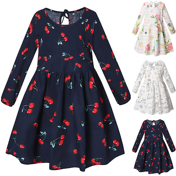 Toddler Kid Baby Flicka Prinsessa Tunika Klänning Långärmad Sommarklänning Casual Kläder #1 120cm