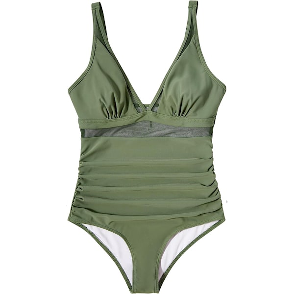 Kvinnors Vadderad Monokini Magkontroll Baddräkt Bikini Baddräkt Sommar Light green M