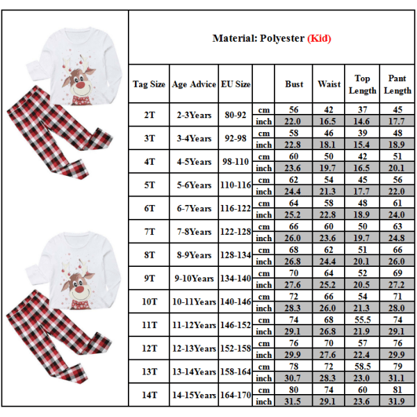 Christmas Family Pyjamas Outfit Förälder-barn Topp+Pant Sovkläder Kid 5T  0c7f | Kid | 5T | Fyndiq