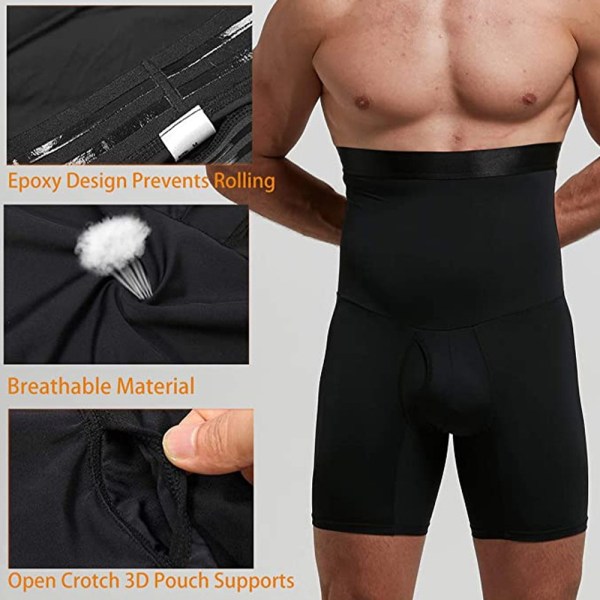 Shapewear-shorts för magkontroll för män med hög midja Body Shaper Black 2XL