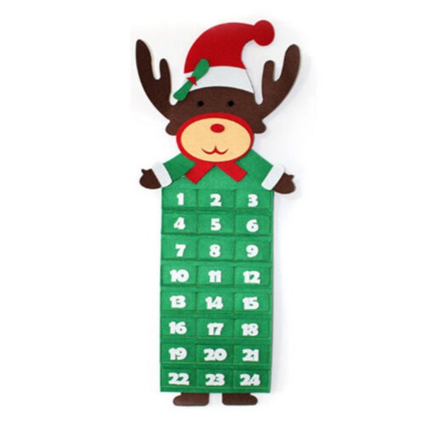 Juldekorationer Stora Filtar Adventskalender med Fickor Elk