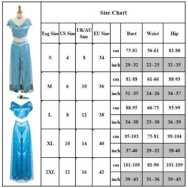 Jul Aladdin Prinsesse Jasmine Voksen Cosplay Fest Kostume Green M