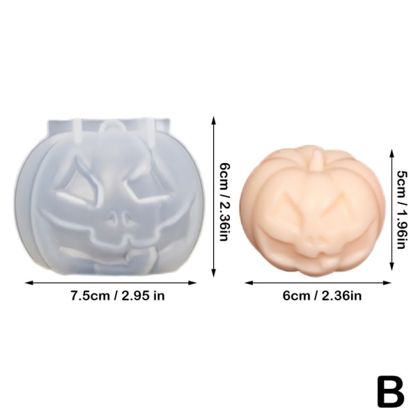 3D Pumpa Ljusformar Silikonform DIY Ljus Tårta Bakning B