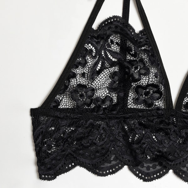 Kvinnor Sexiga Spets Underkläder Set Push-up Underkläder Nattkläder Black XL