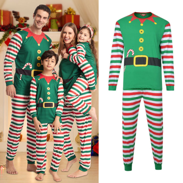 Julpyjamas för familjen - matchande älvpyjamas med långa ärmar och byxor Kid 8T