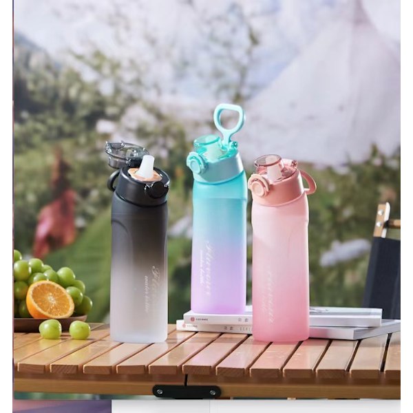720ML Smaksatt Vattenflaska med 7 Frukt Doftflaska med 1 Smak Poddar för Gym och Utomhusaktiviteter Pink