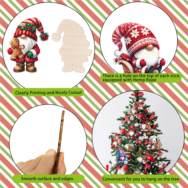 24 st julgransdekorationer 2024 - Jultomtar i trä, hängande ornament, julgransdekorationer, dockor i trä, hängande ornamentuppsättningar 24PCS
