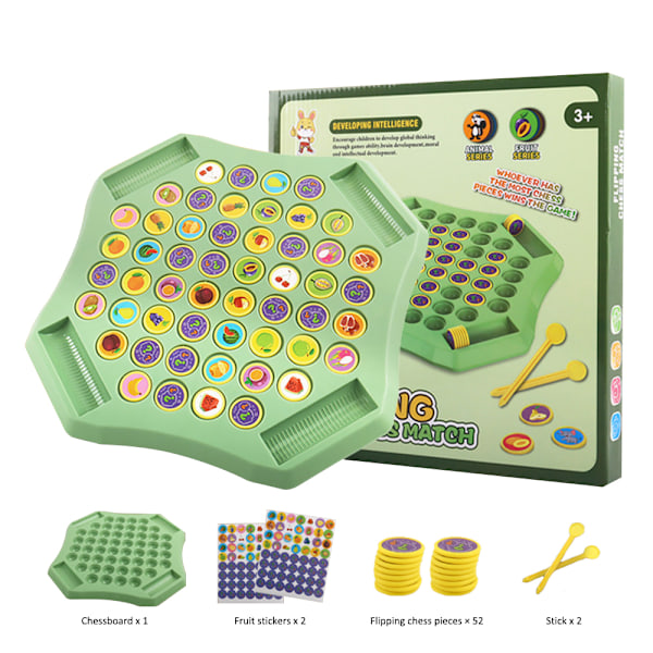 Muisti Käännösshakki, Eläin Käännösshakki Muistipeli, Käännä ja Voita Matkamuistipeli, Hedelmä Käännösshakki Shakkilauta Peli, Hauska Pulmapeli Strategiapeli Fruits