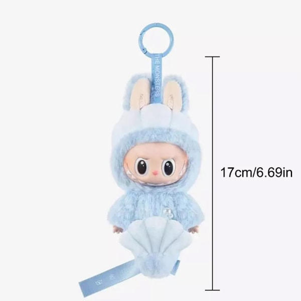 POP MART The Monsters Labubu Blind Box Samlefigur - Pop Mart Spennende Macaron Plysj Nøkkelring Utgave (1 Blind Box, 17cm)