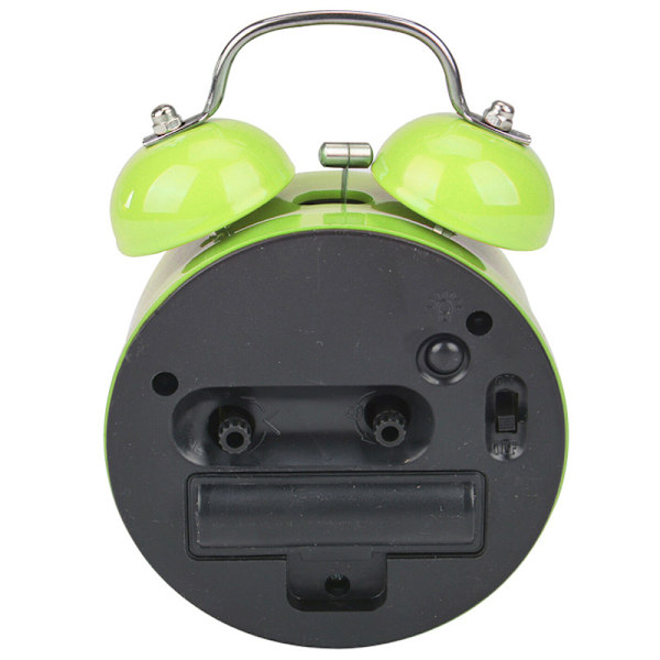 Metall Analog Väckarklocka, Retro Rund Klocka, Tyst Green