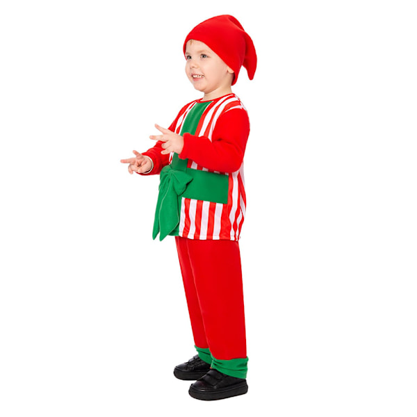 Julgåva Box Kostym Toddler Båge Randig Toppar Hatt Byxor Dräkt Halloween Cosplay Kostym för Pojkar Flickor Julgåva M