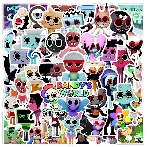 50 st Dandy's World Vattentäta Dekaler Starkt Mönster Dekaler Laptop Skateboard Bagage Dator 50PCS