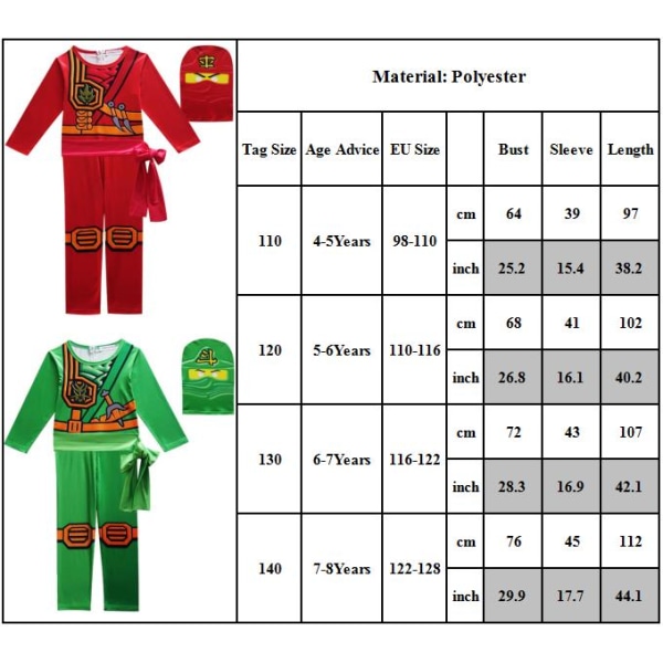 Anime Ninja Cosplay Kostym Jumpsuit Mask Rollspel Barn Pojkar Flickor 4-8 År Blue 110cm