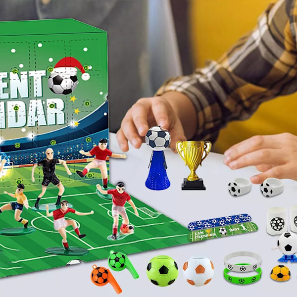 Fotbolls-Adventskalender 2024 - 24 Dagar med Fotbollstillbehör - Byggbar Adventskalender - Leksak för Pojkar och Tonåringar - Julnedräkningskalender