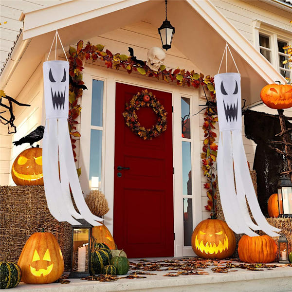 1/2 KPL Halloween-haamu tuulipussi lippu ulko-ovi puutarha roikkuu tuuliviiri karmiva koriste 2PCS