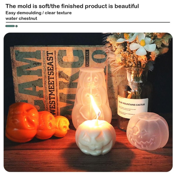 3D Pumpa Ljusformar Silikonform DIY Ljus Tårta Bakning B