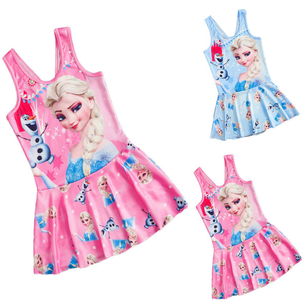 Flickor Princess Baddräkt Baddräkt i ett stycke Barn Badkläder Simkjol sommarlov Pink M