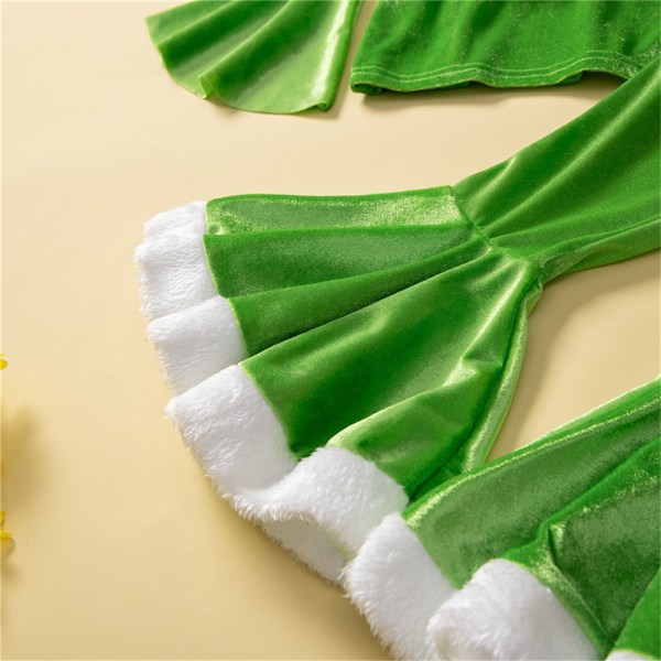 Barnkläder Långärmade toppar Casual Bell-bottoms Byxdress green 110cm