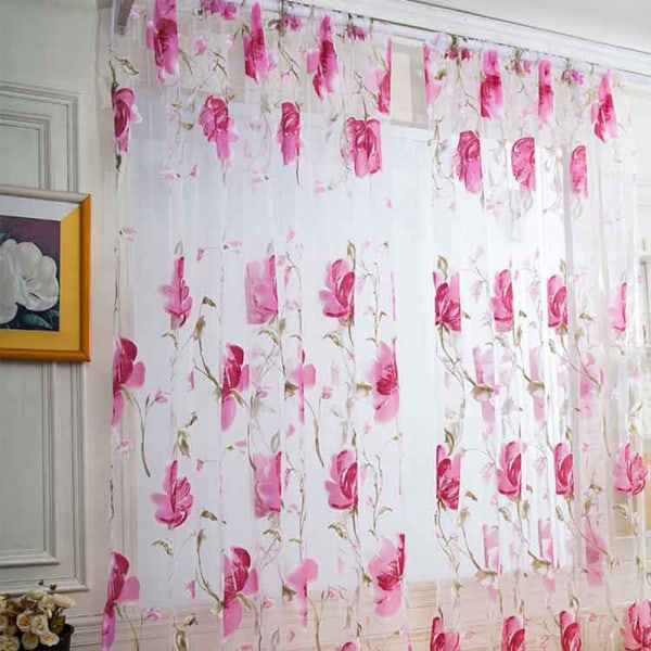 Romantisk Tyll Gardin Fönsterskärm för vardagsrum Pink