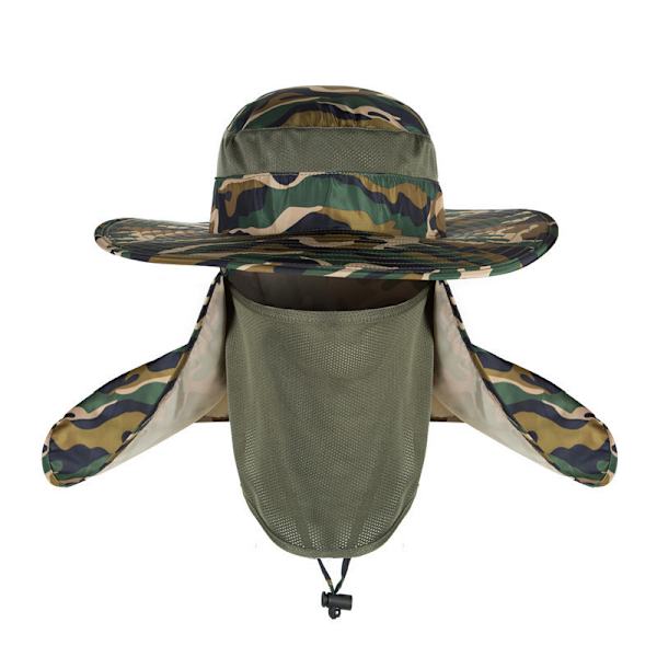 Mesh Fishmen hatte med bred skygge og klap til mænd og kvinder med maske Deep gray