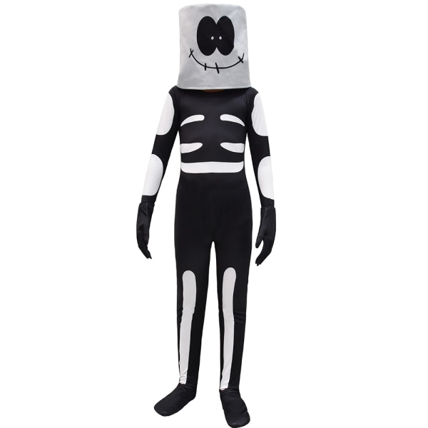 Halloween Cosplay Kostym Skull Jumpsuit Outfits för barn 140cm