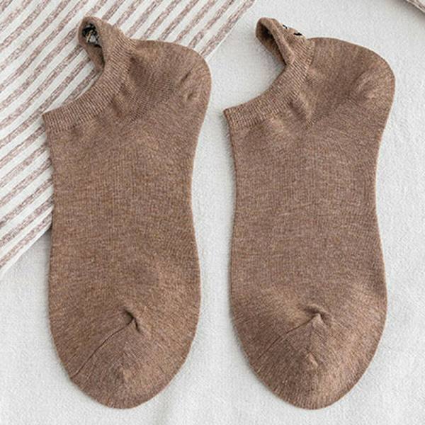 10 par roliga broderade båtstrumpor med låg klack Brun