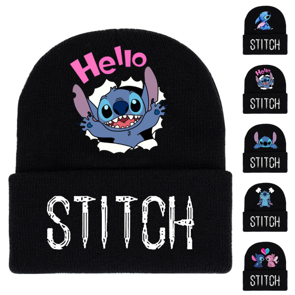 Lilo & Stitch Cartoon Stickad Beanie för Pojkar & Flickor Vintermössa #4